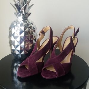 Michael Kors Plum Suede Becky Sandals